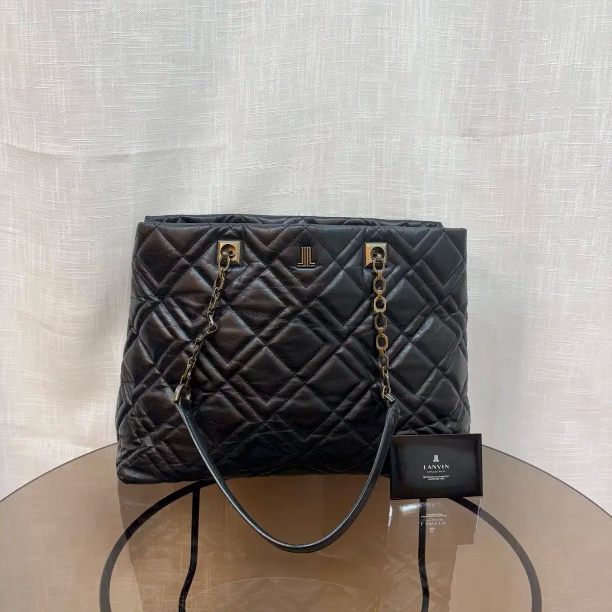 正規品 LANVIN(ランバン) ラムスキン キルティング ショルダーバッグ 