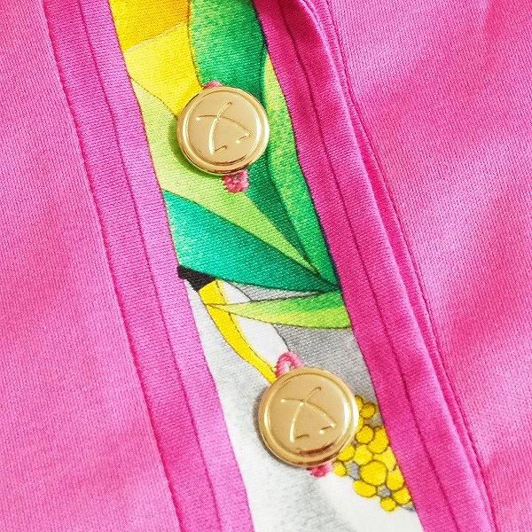 sxc レオナール LEONARD ポロシャツ M ピンク 半袖 花柄 金ボタン