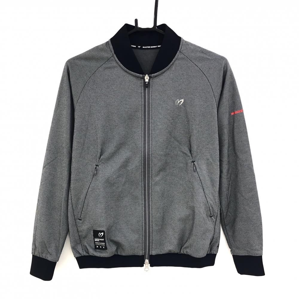 【超美品】マスターバニー ジャケットブルゾン グレー系×黒 織生地 コットン混 レディース 0(S) ゴルフウェア MASTER BUNNY EDITION