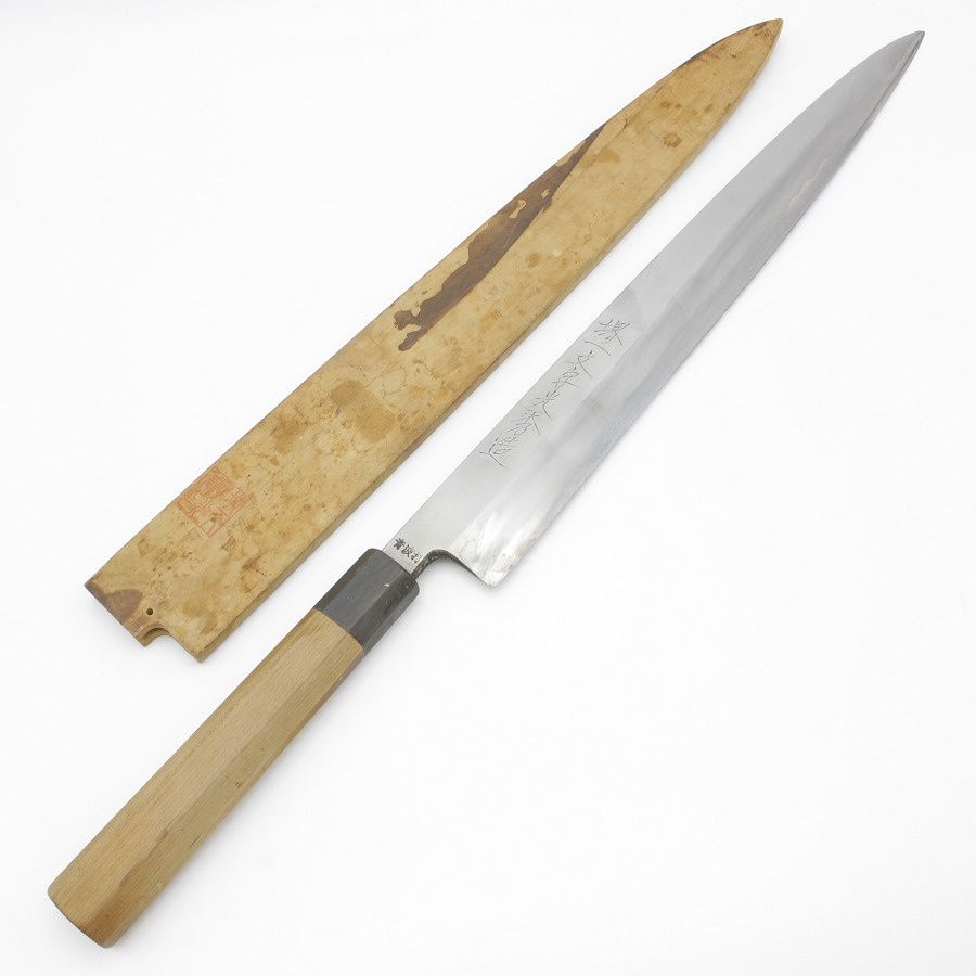堺一文字光秀 本鍛錬 青波打 柳包丁 尺二 八角柄 鞘付 刃渡り約365mm
