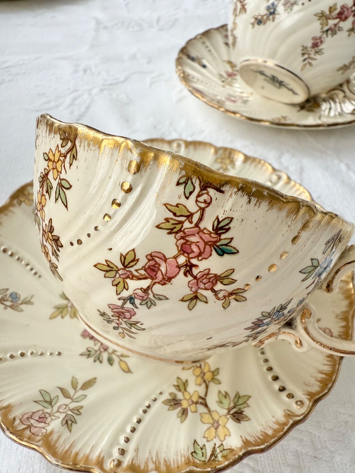 C Sarregumines Louis XV サルグミンヌ ルイ15世 ティーカップ-ソーサー フランスアンティーク