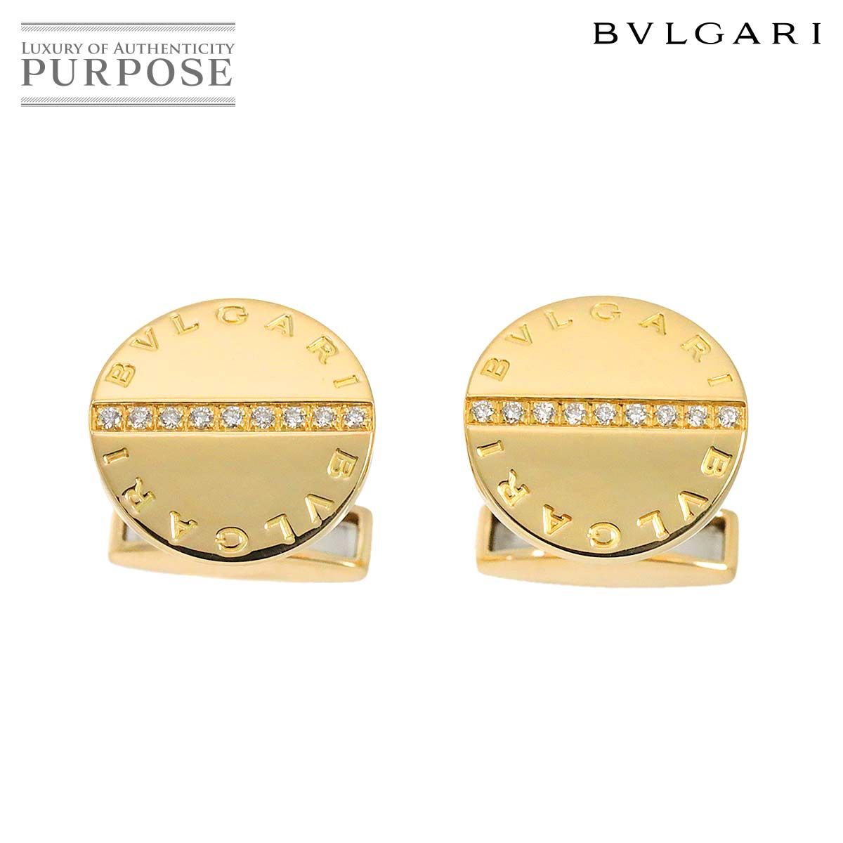 ブルガリ BVLGAI ダブル ロゴ ダイヤ カフス K18 YG イエロー