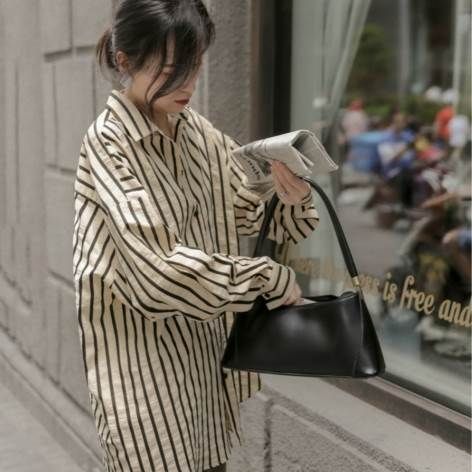 オーバーサイズ ストライプ シャツ トップス ブラウス 袖あり 長袖