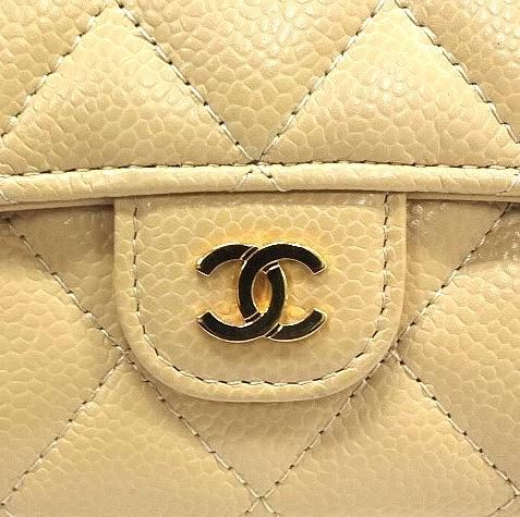 CHANEL シャネル 長財布 キャビアスキン マトラッセ ベージュ ダイアナフラップ 二つ折り 財布 ココマーク レディース【中古】JA-17834  - メルカリ