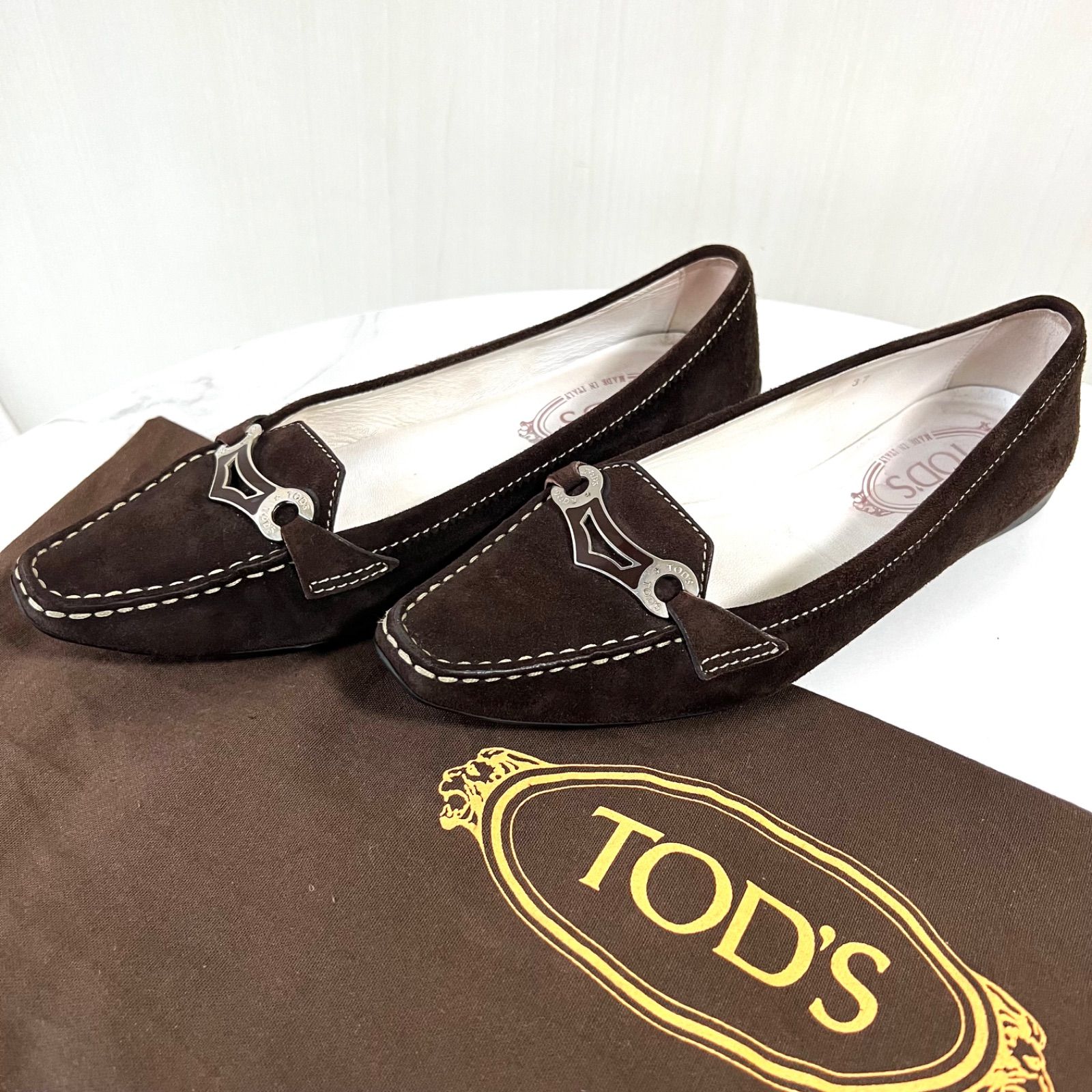 TOD S トッズ パンプス フラットシューズ スウェード ブラウン 24cm