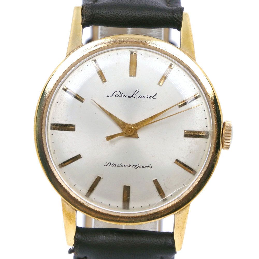 SEIKO】セイコー ローレル ステンレススチール×レザー 手巻き メンズ
