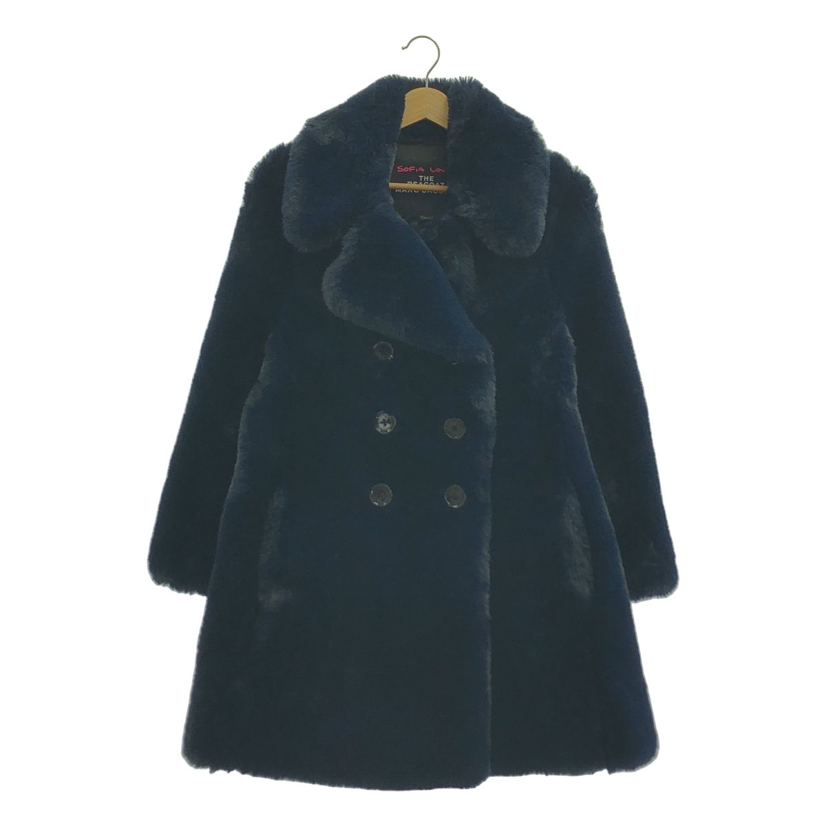MARC JACOBS | マークジェイコブス | Sofia Loves Faux Fur Coat フェイクファー ダブル コート | XS | ネイビー | レディース