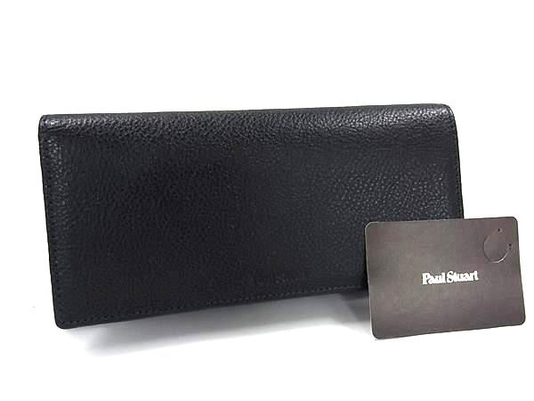 Paul Stuart ポールスチュアート レザー 二つ折り 長財布 ウォレット 小銭入れ 札入れ メンズ ブラック系 BK5064
