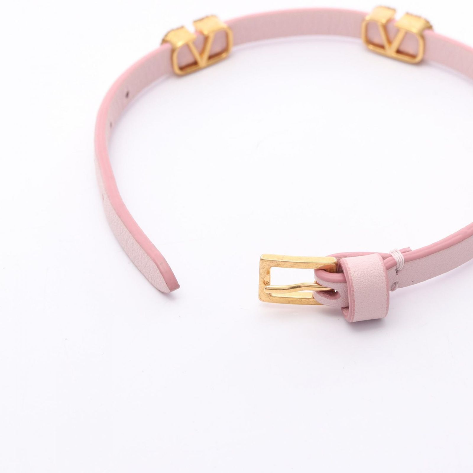VALENTINO ピンクレザー ブレスレット ヴァレンチノ Valentino ブレスレット Vロゴ シグネチャー