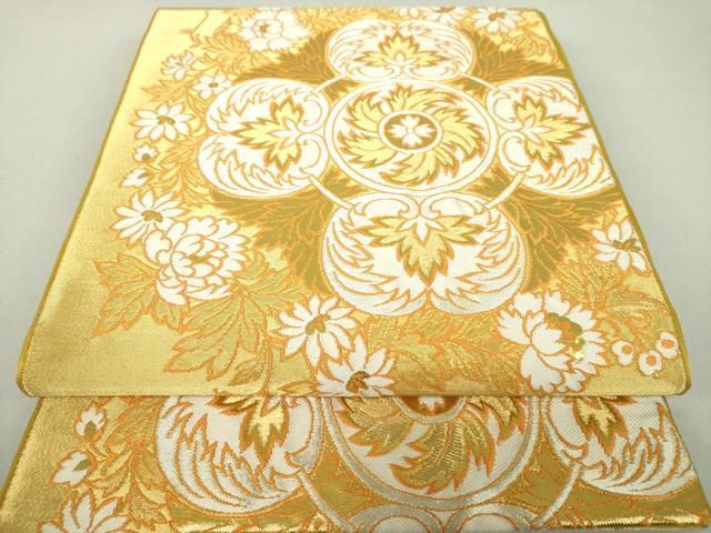 平和屋着物○西陣 川島織物 六通柄 本袋帯 花丸文 金銀糸 正絹 逸品