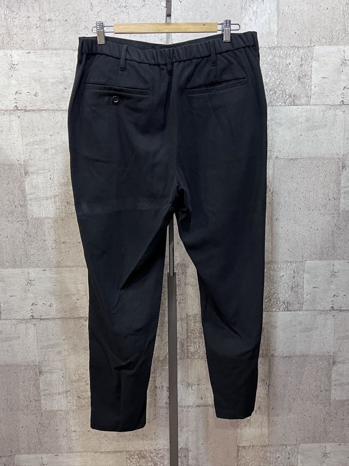 美品 GU 冬用 起毛 ウールライク ストレッチスーツ XL ブラック メンズ 上下セットアップ 黒 ジーユー