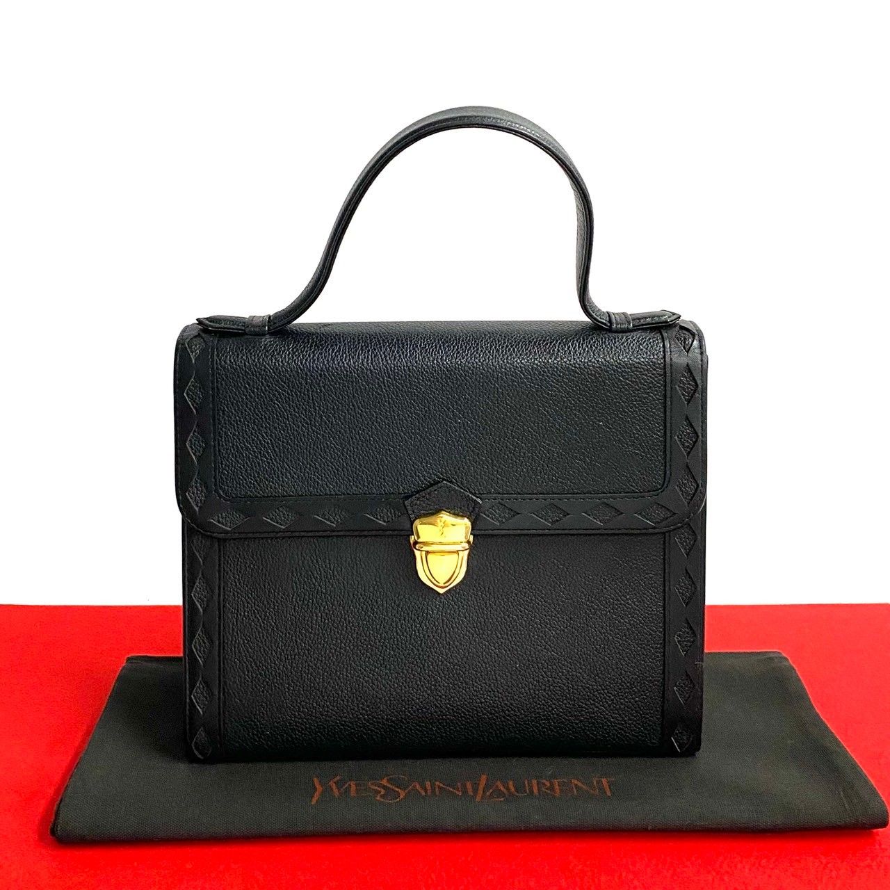 極 美品 袋付 YVES SAINT LAURENT イヴ サンローラン YSL ロゴ 