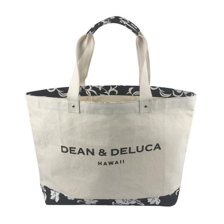 DEAN＆DELUCA  ディーン＆デルーカ ショルダーバッグキャンバス トートバッグ HAWAII限定 ハイビスカス柄 Natural 　Lサイズ