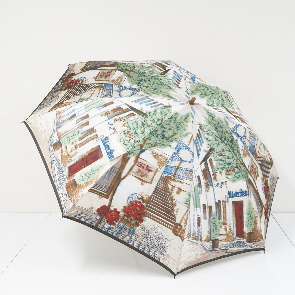 モンブランヤマグチ 折りたたみ傘 USED美品 ほぐし織 街路樹 日本製