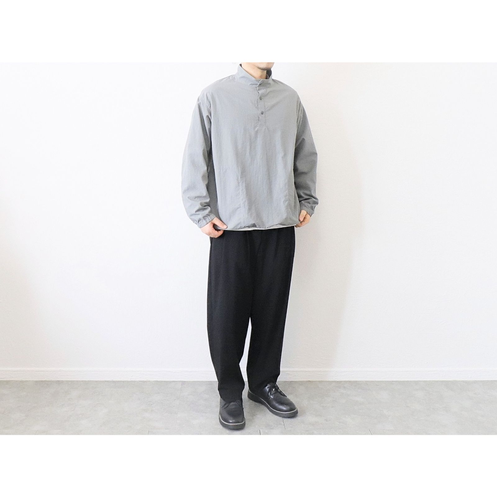 MANUAL ALPHABET / LIGHT SHELL SNAP TEE - GREY マニュアル