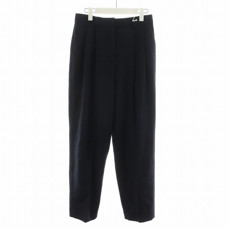 トーテム TOTEME 23AW ダブルプリーツ テーラードパンツ ウール 34 紺  