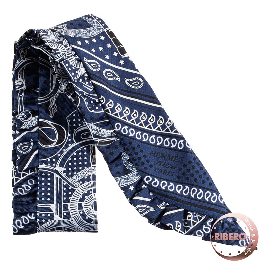 HERMES エルメス Eperon d Or Bandana エプロン ドール バンダナ 852978S 01 ツイリー スカーフ 2025SS ネイビー ブラック