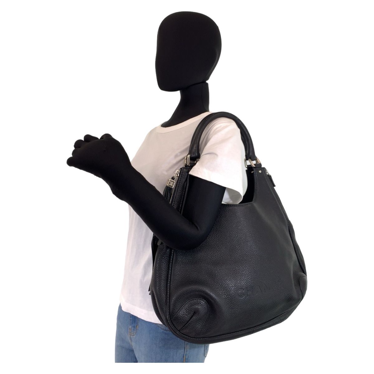 美品 CHANEL シャネル ヴィンテージ フリンジ ココマーク ブラック 黒 