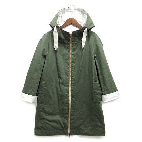 ブルネロクチネリ BRUNELLO CUCINELLI リバーシブル スプリング コート フード付き モニーレ トリム 2019SS オリーブ ホワイト 36 MF5759295