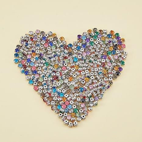 PH PandaHall 約900個セット ミックス 台座付き アクリル ラインストーン ビーズ 5x5x4mm アソートセット 4爪 5穴 ビジュー アクセサリーパーツ レジン チャーム パーツ ジュェリー・服装・バッグ・靴・工芸品など