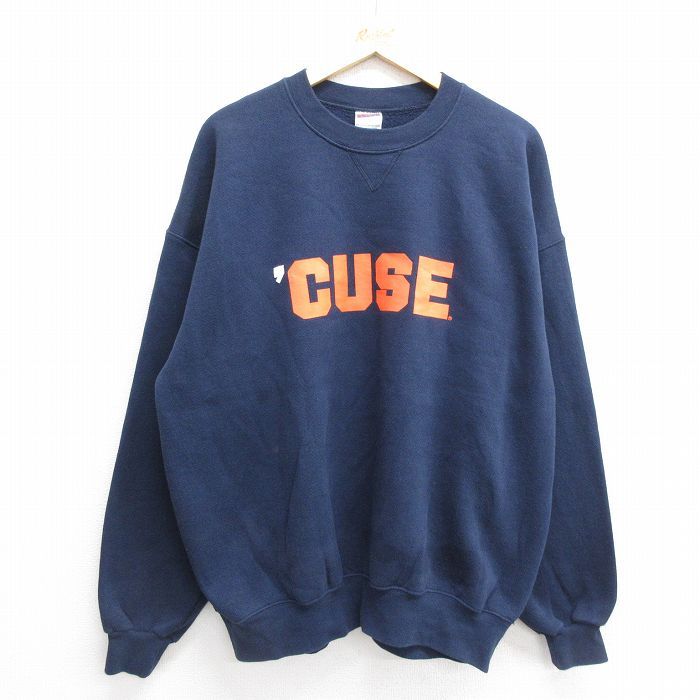 XL/古着 長袖 スウェット メンズ 00s CUSE 大きいサイズ クルーネック 紺 ネイビー 24sep05 中古 スエット トレーナー トップス