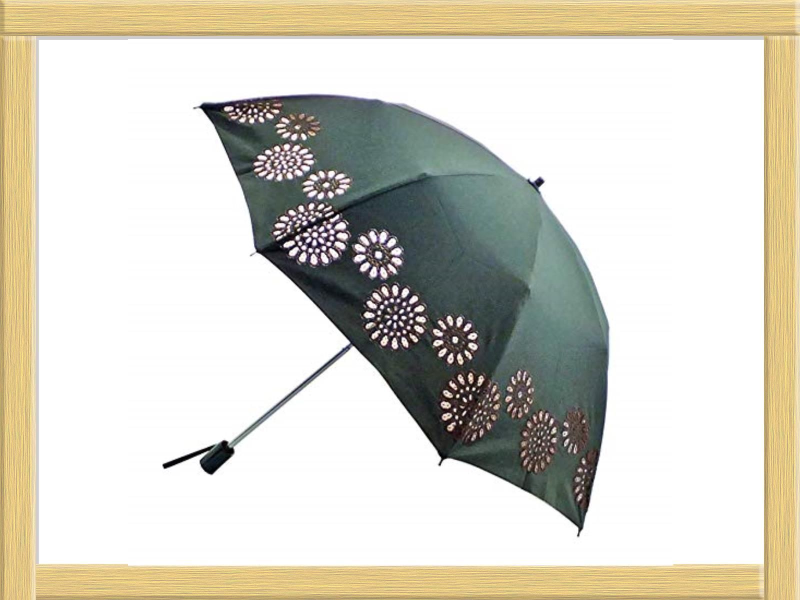 日本製麻エンブロイダリー刺繍 パラソル 折りたたみ傘 21-5059カーキ