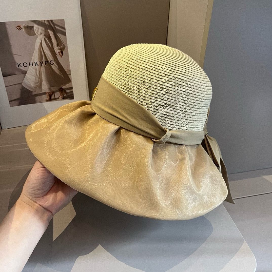 愛馬仕 ハトバーモールド 日焼け防止に最適な名媛スタイルの折りたたみ な帽子 頭周り 57cm -MM輸入