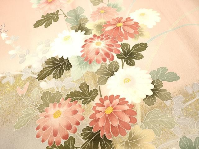 平和屋着物○訪問着 刺繍 草花文 暈し染め 金銀彩 正絹 逸品  