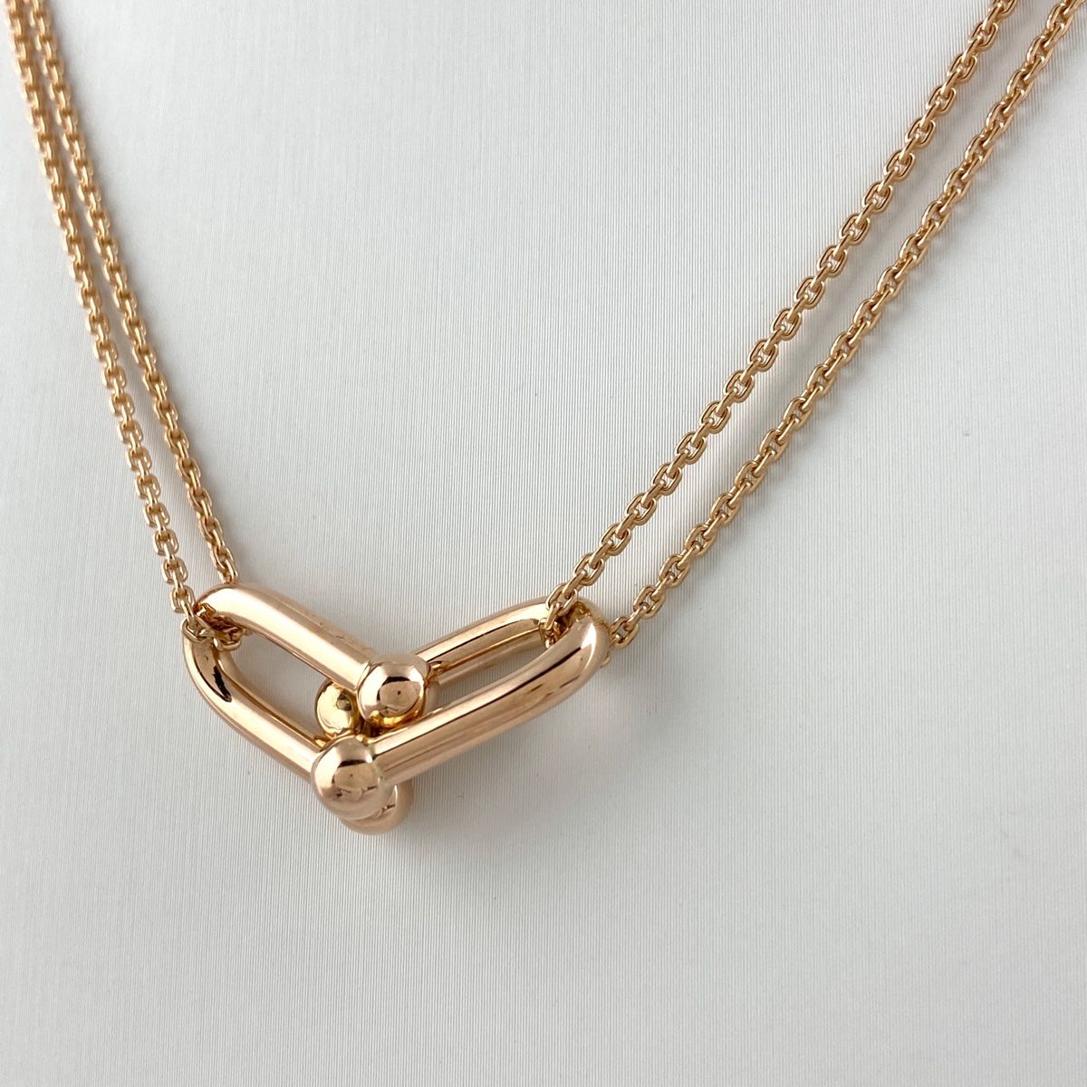 ティファニー TIFFANY&Co. ラージ ダブル リンク ペンダント PG ピンク 
