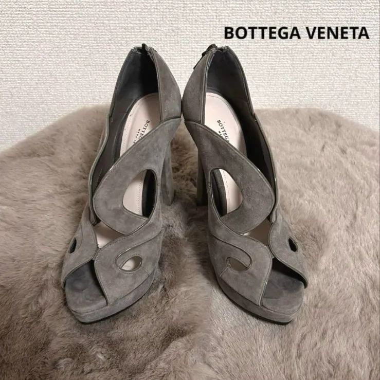 BOTTEGA VENETA レディース エナメル オープントゥ ヒール 36 美品 BOTTEGAVENETA ボッテガべネタ オープントゥ ヒール