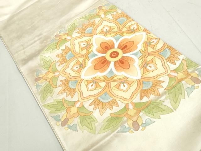 平和屋着物◎中国三大刺繍 相良刺繍 太鼓柄袋帯 更紗花文 正絹 逸品