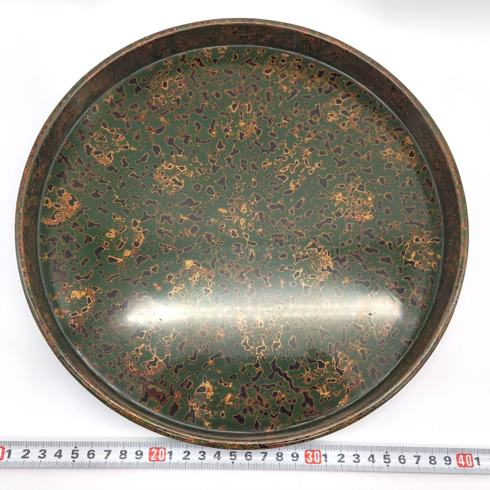 津軽塗（唐塗）バカ塗り・丸盆・お盆・トレー・伝統工芸・No.250625-17