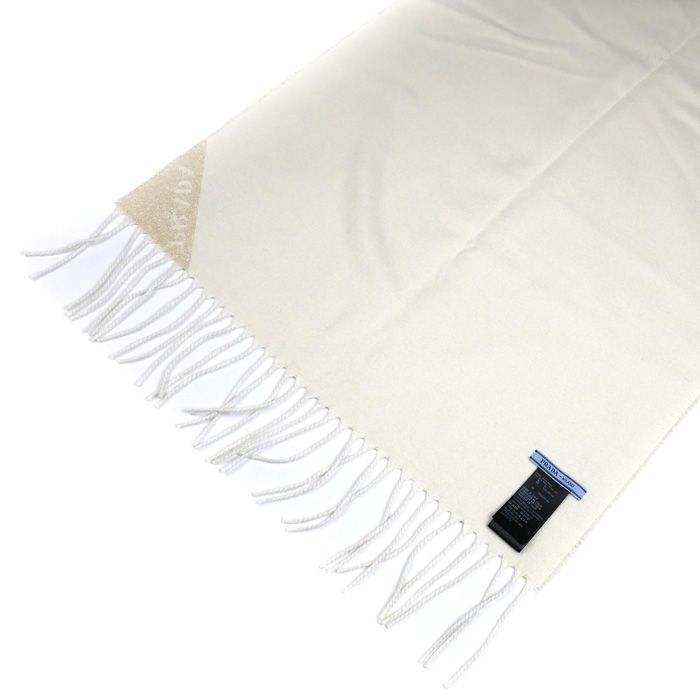 PRADA プラダ ジャガード イブニング マフラー ゴールド×ホワイト  