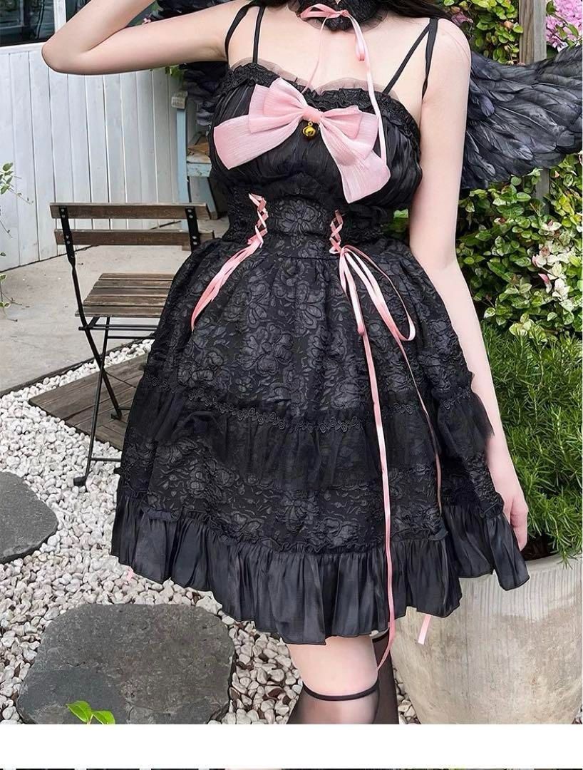 黒いゴスロリ・ロリータドレス 小悪魔 ゴシックjsk 甘ロリ姫