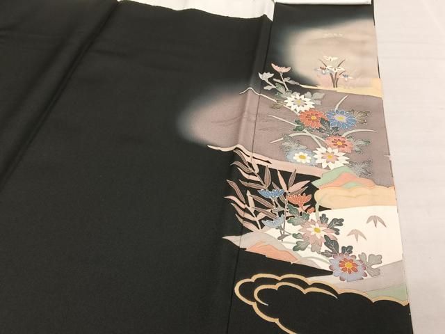 平和屋着物○人間国宝 本加賀友禅作家 二塚長生 風景草花文 正絹