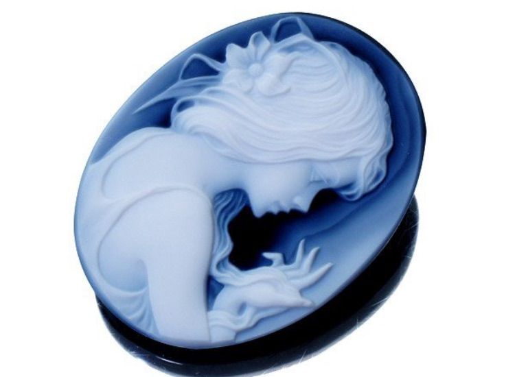 ジュエリー ハンス ペーター ミュラー作 ブルーストーンカメオルース 44.8ｍｍ×34.4ｍｍ h7311v
