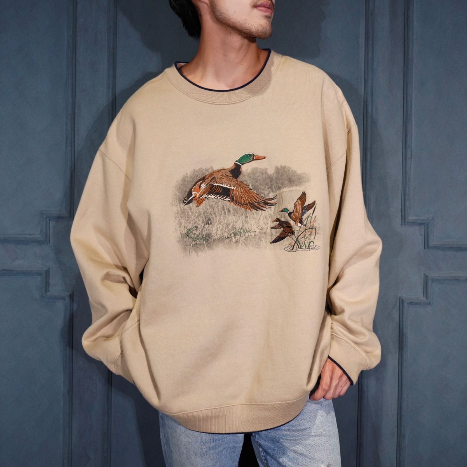 USA VINTAGE croft&barrow DUCK EMBROIDERY DESIGN SWEAT SHIRT 