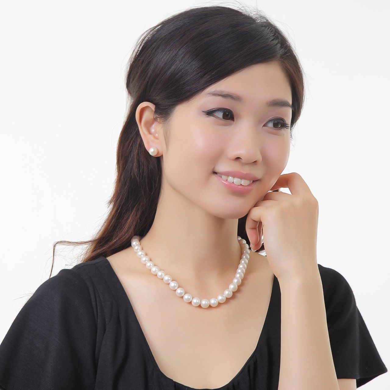 在庫処分】つやたま 冠婚葬祭用 本真珠ネックレス＆イヤリングセット 