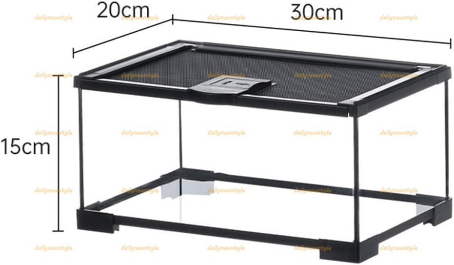 人気推薦 爬虫類 ケージ 爬虫類飼育箱 グラステラリウム 飼育容器 両生類ボックス ガラス丨金属通気メッシュ丨水陸両用丨脱走防止丨給餌が簡単 組立不要 積み重ね 30 20 15cm