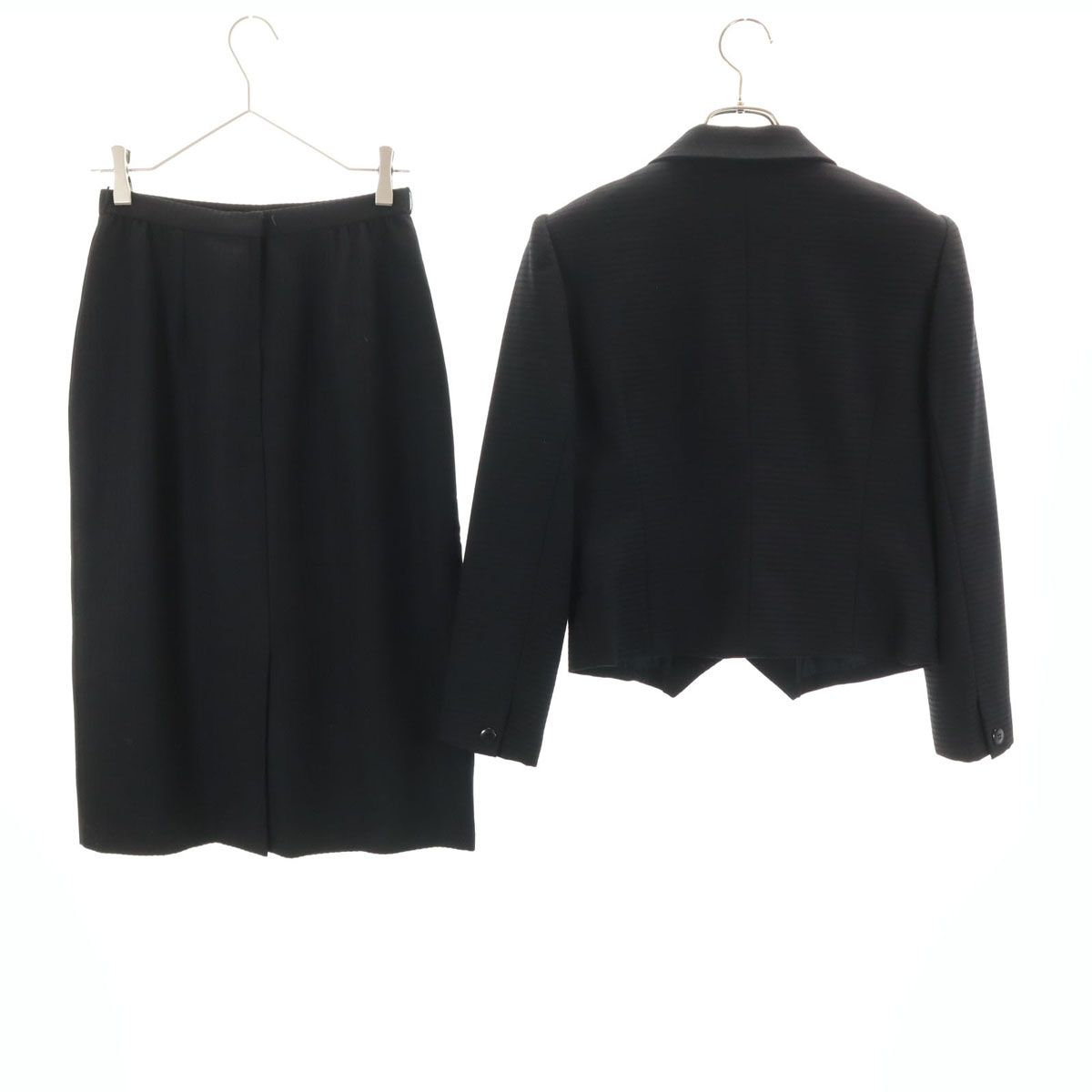 Christian Dior PRET-A-PORTER クリスチャンディオール プレタポルテ 90s オールド ボーダー|ストライプ柄 スカートスーツ 上下 セットアップ 11 ブラック レディース 古着