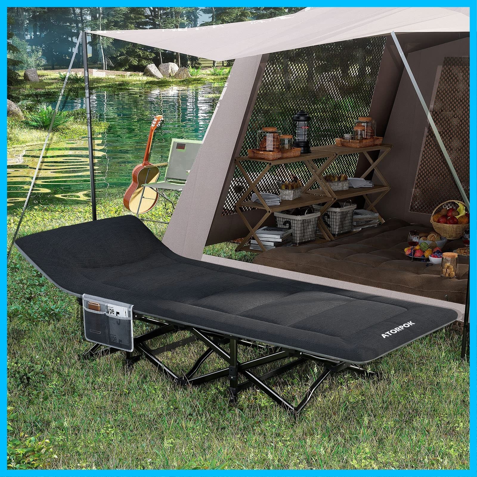 新着商品 黑色 おりたたみべッド キャンプベッド アウトドアベッド こっと 軽量 通気性 防水 コット 折り畳み式ベッド 室内 折り畳み 簡易ベッド 折りたたみベッド ATORPOK