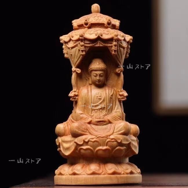 木彫仏像 三面 婆娑三聖座像 阿弥陀仏三尊（観世音菩薩 阿弥陀仏