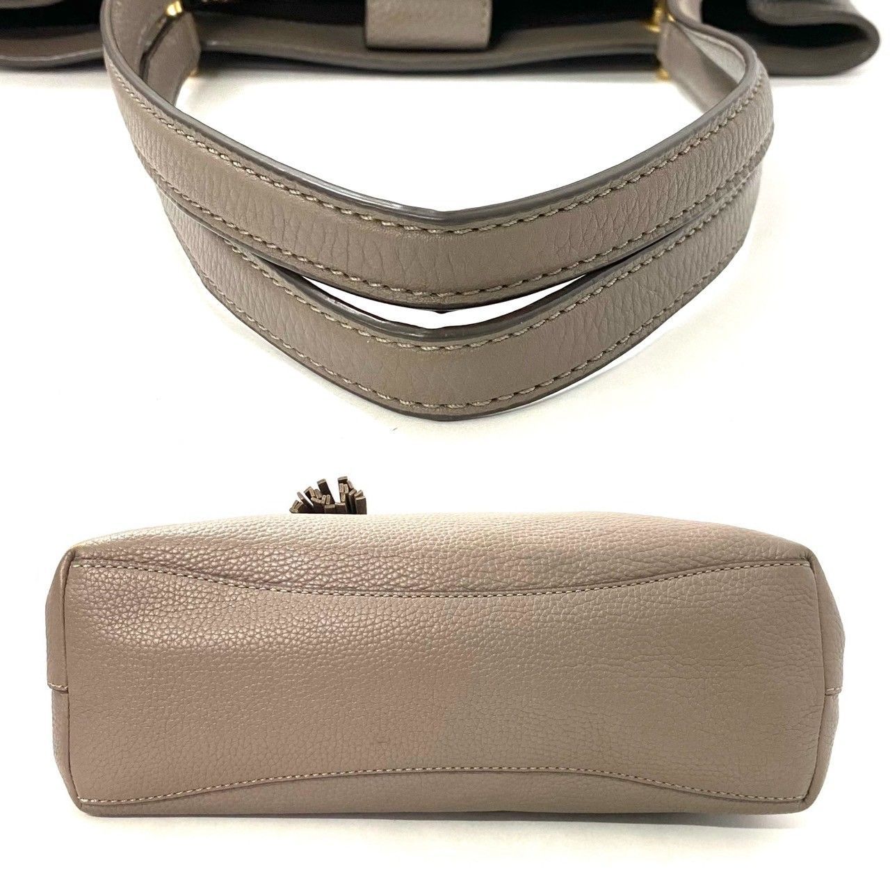 TORY BURCH】タッセルマックグロー トートバッグ レザー グレージュ系 