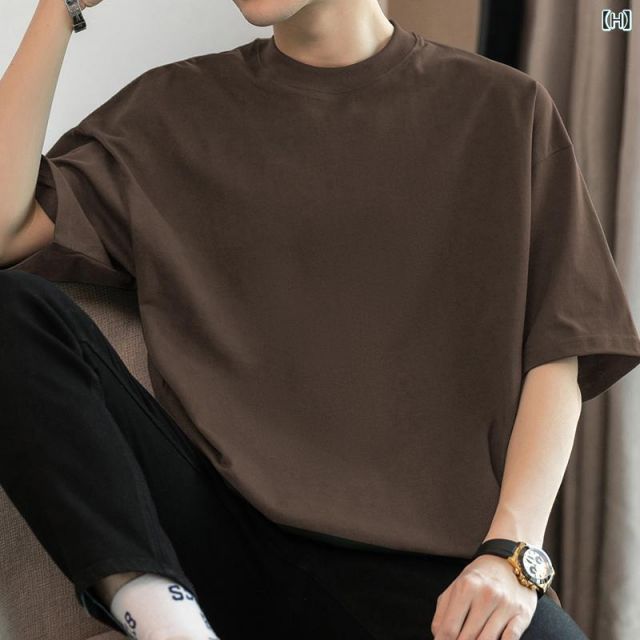 S メンズ ファッション 服 オシャレ シンプル 大人 かっこいい 大きいサイズ ストリート 紳士服 260 グラム ヘビー コットン T シャツ 半袖 ラウンドネック トップス アメリカンコットン 無地 ボディ WWW_KARIMZIABAT_FR