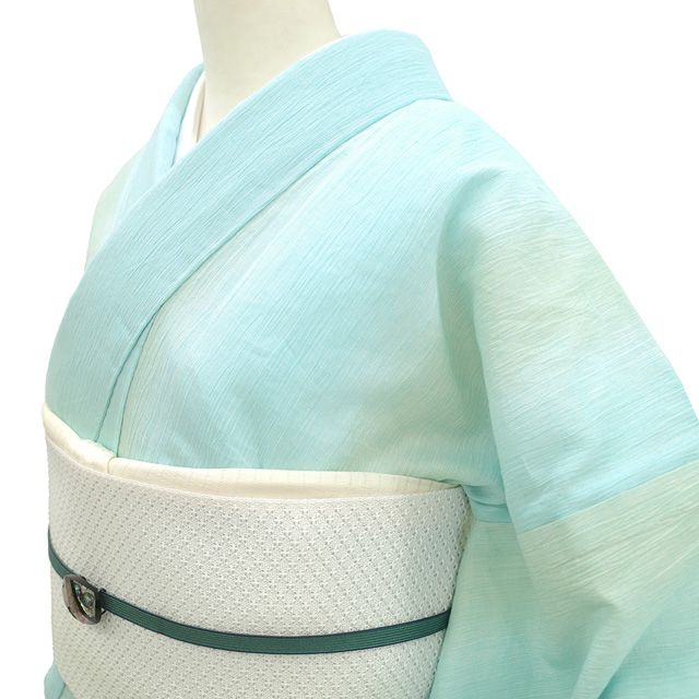 浴衣　夏着物　綿麻　近江縮風　新品未使用　躾付　居敷当付き　アイスコットン mhtn2304.jpg