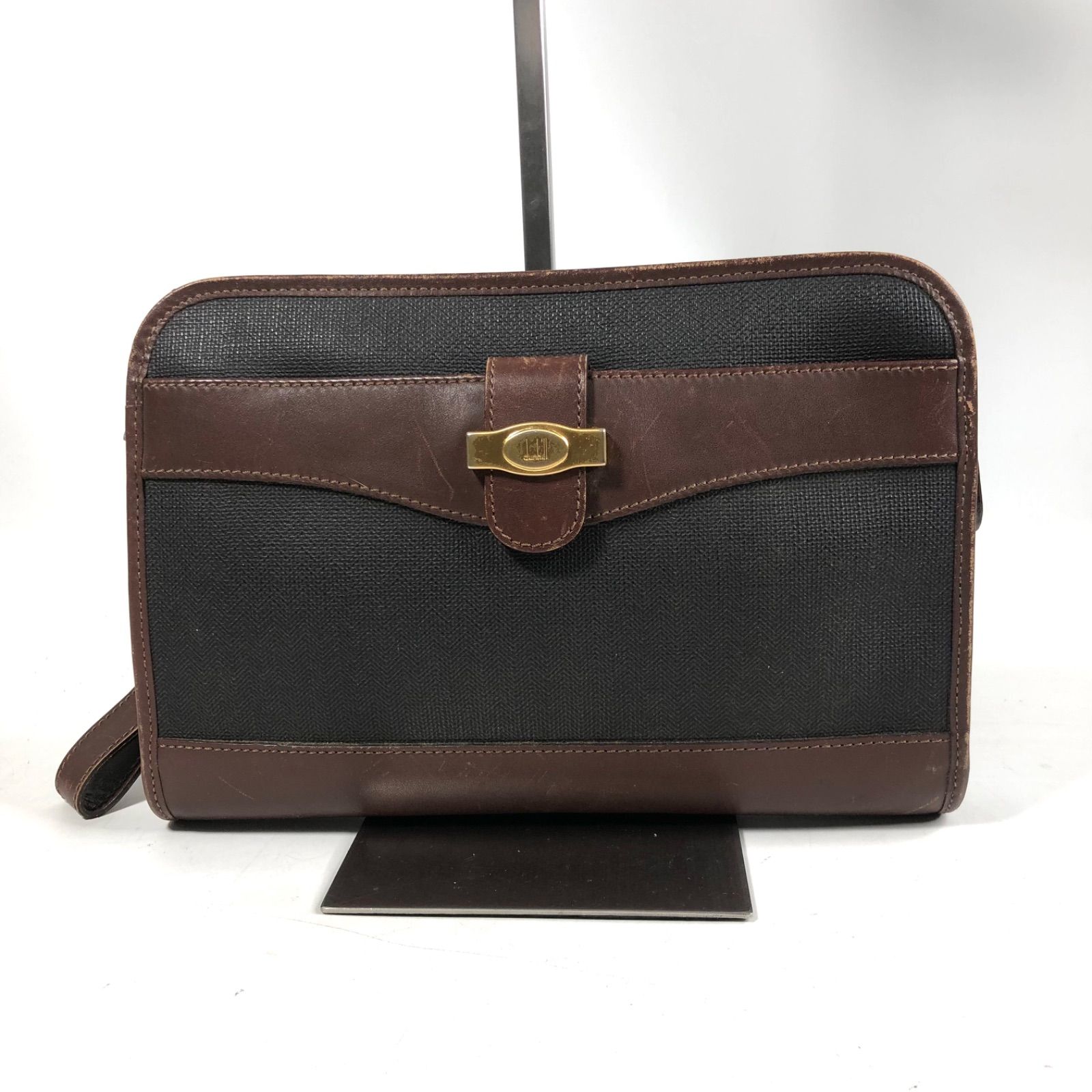 A0922-11-8 DUNHILL ダンヒル バッグ クラッチバッグ ブラウン カバン レザーバッグ H18 W26 D4
