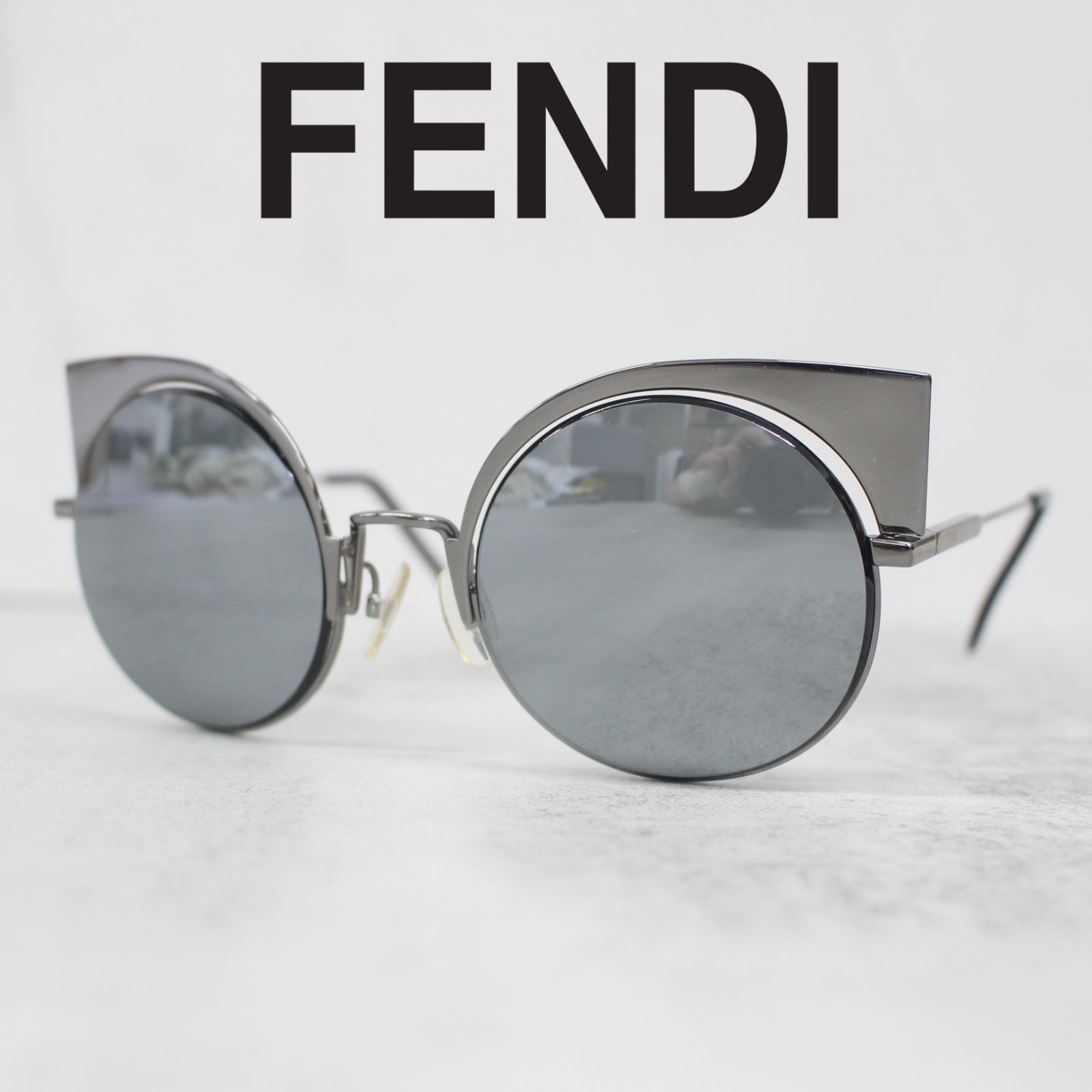 FENDI サングラス グレー S336)FENDI キャットアイ サングラス グレー ソフトケース付き