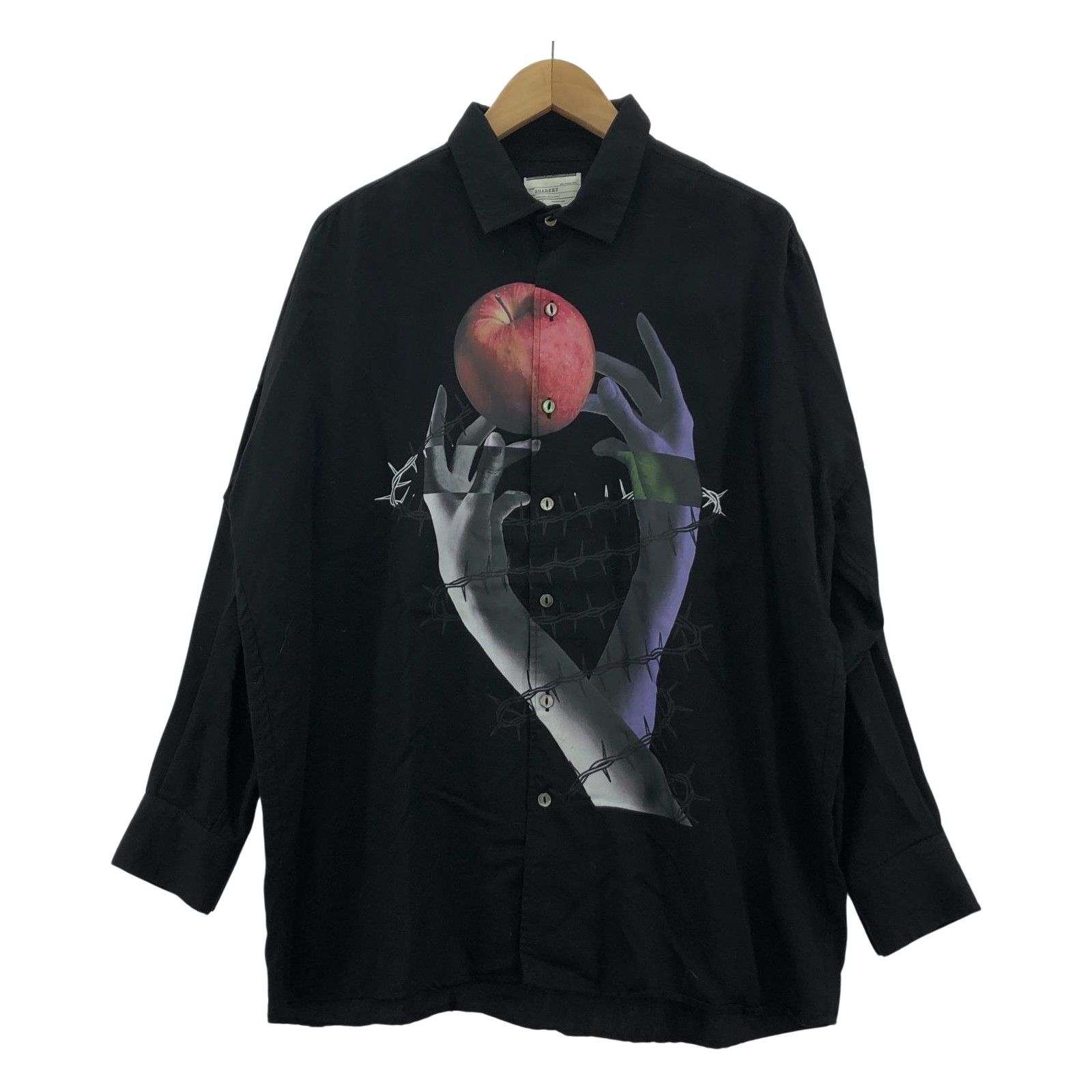 素敵でユニークな SHIRTS BIG Apple 長袖シャツ SHAREEF ブラック メルカリ - トップス