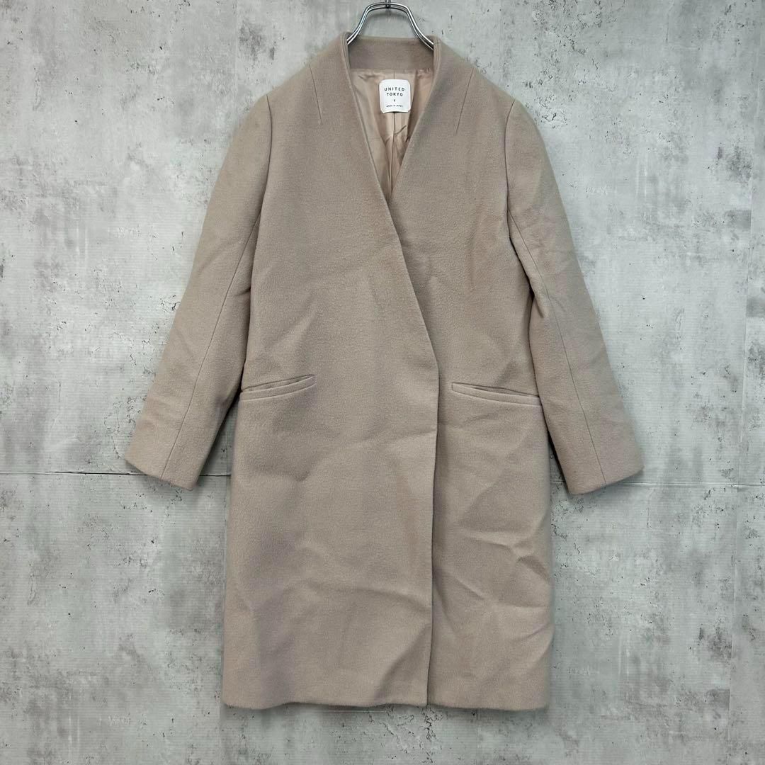 新品☆UNITED TOKYO :エクストラウール:Vネックコート ピンク WEB限定