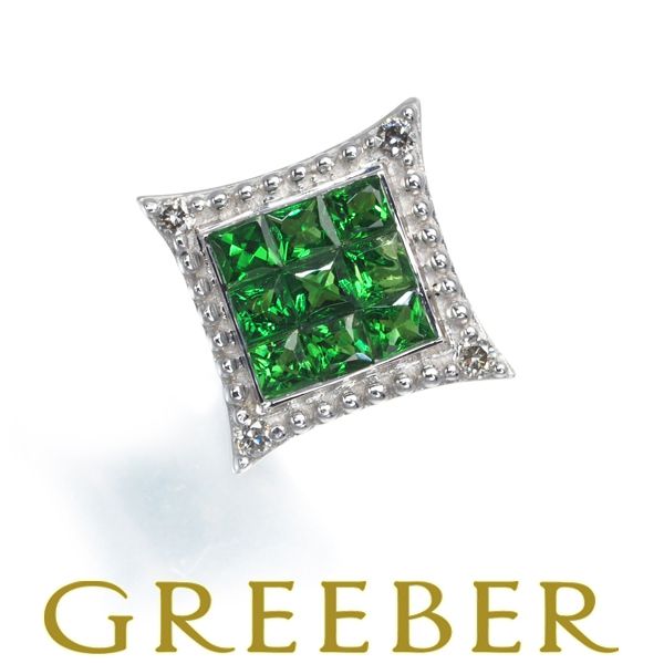 美品  グリーンガーネット 0.24ct ダイヤ ダイヤモンド 0.01ct アクセサリー